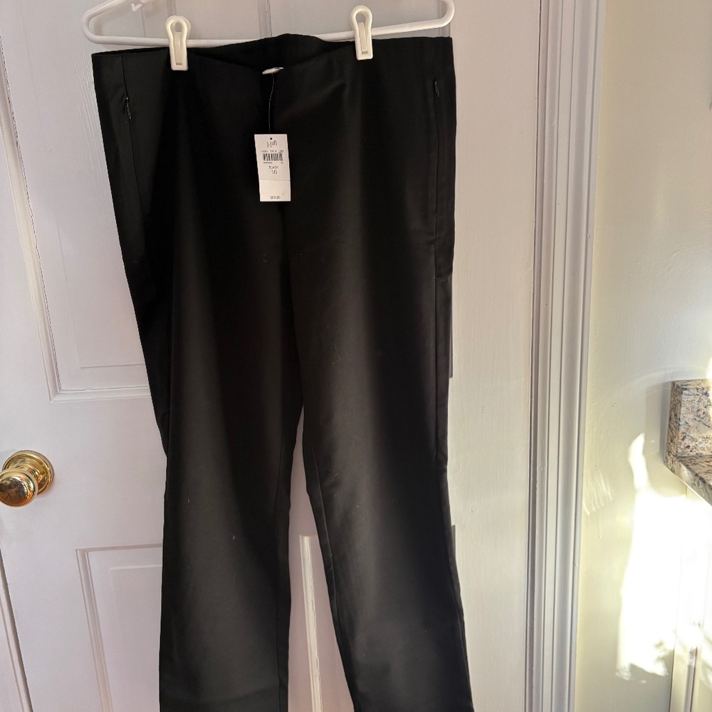 NWT J Jill black Essential Cotton Stretch crop pants size 16 side zip
